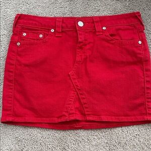 TRUE RELIGION Denim Red Jean Mini Skirt